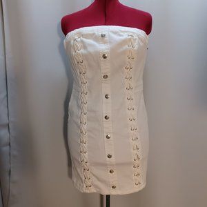 Venus women's white denim summer dress sleeveless zip up size 8